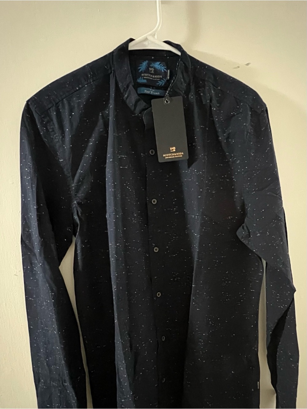 Scotch & Soda Navy Blue Speckled Long Sleeve Shirt